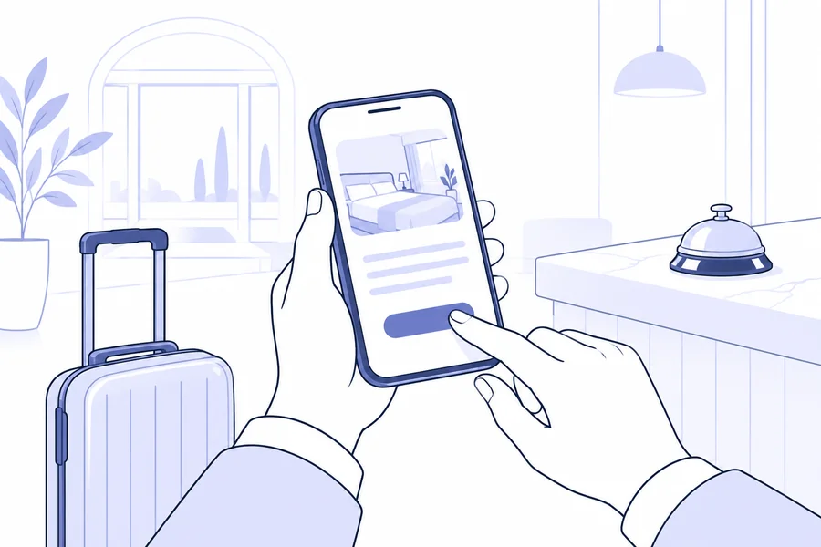 Ospite che consulta una proposta di soggiorno sullo smartphone